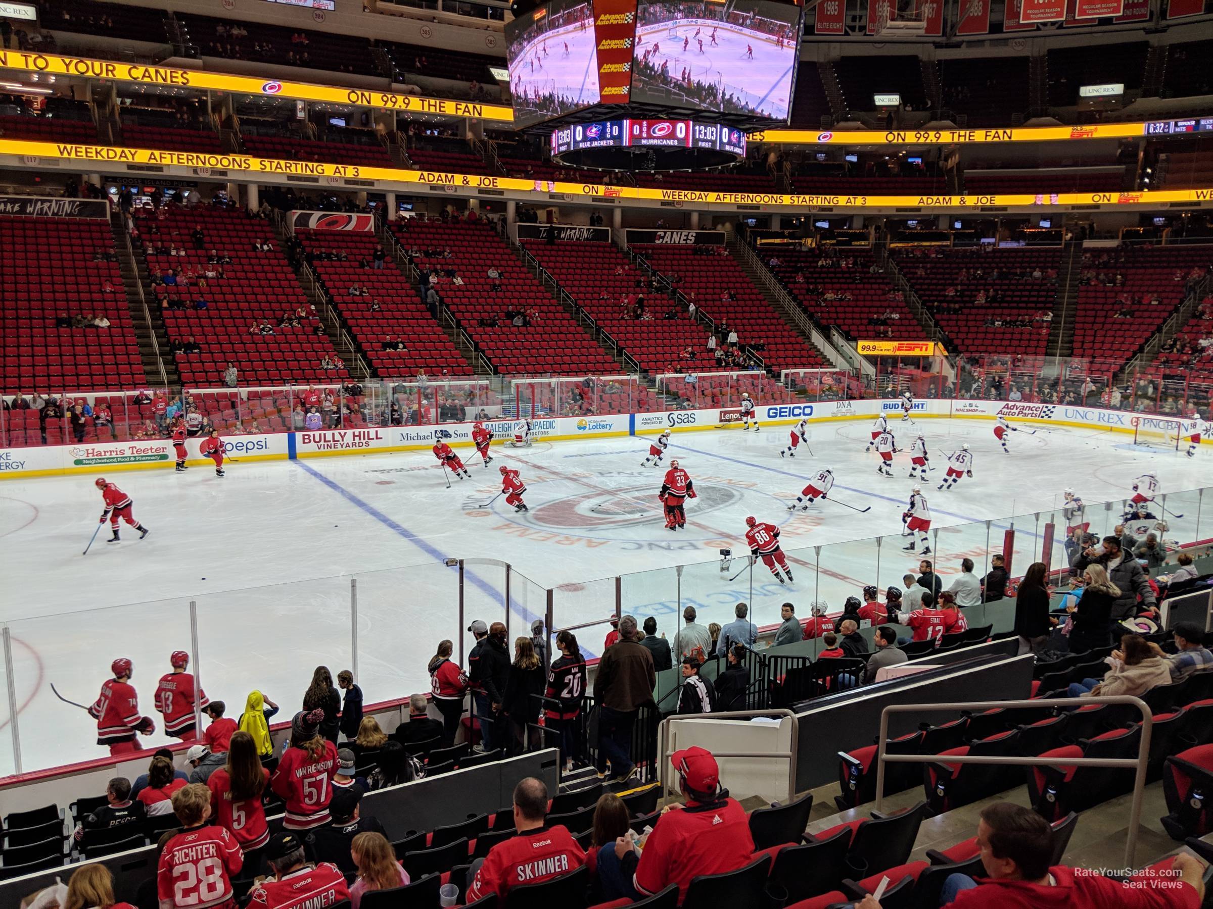 section 106, row q seat view  for hockey - pnc arena