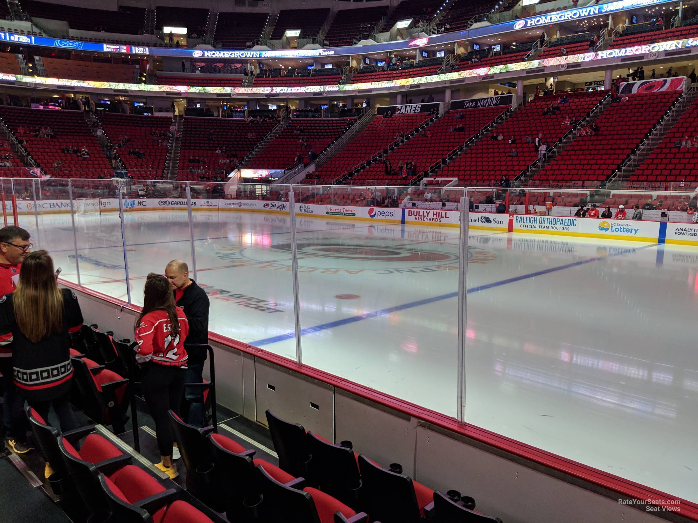 section 117, row e seat view  for hockey - pnc arena