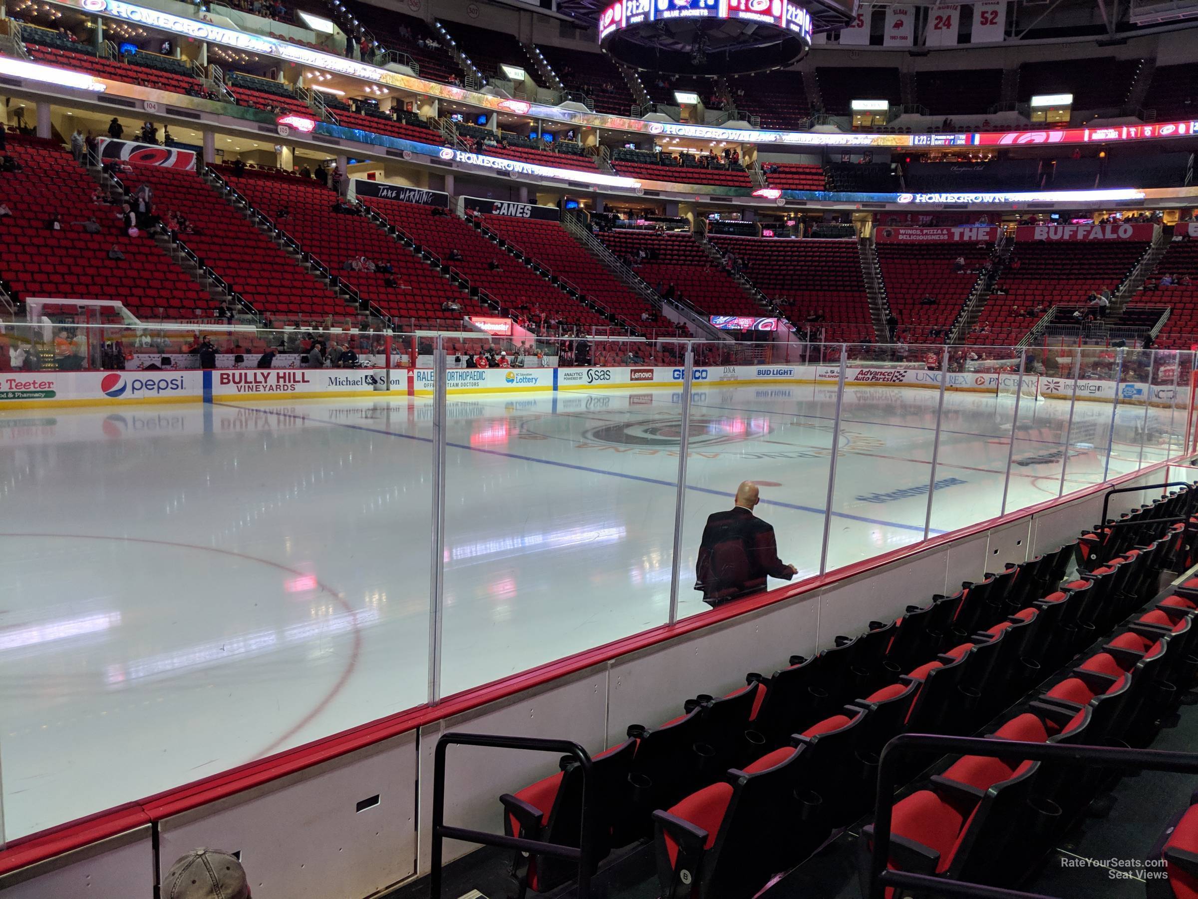 section 122, row e seat view  for hockey - pnc arena