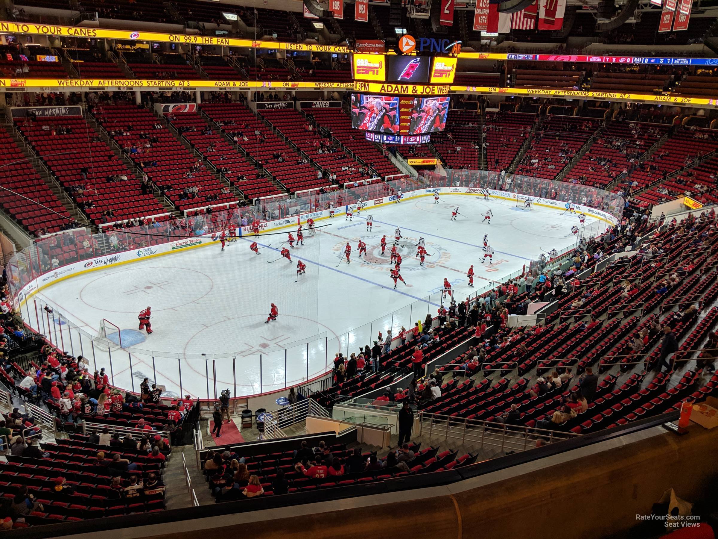 section 208, row d seat view  for hockey - pnc arena