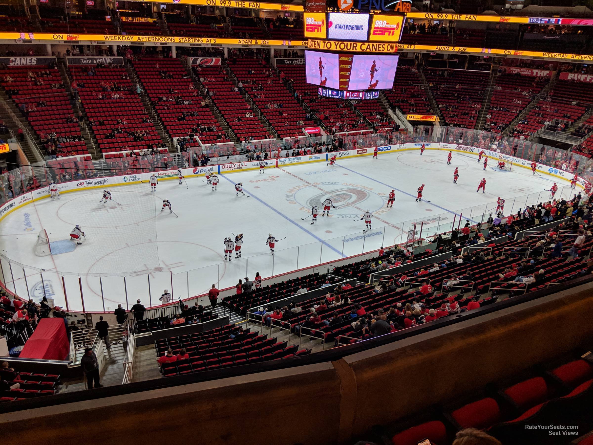 section 223, row t seat view  for hockey - pnc arena