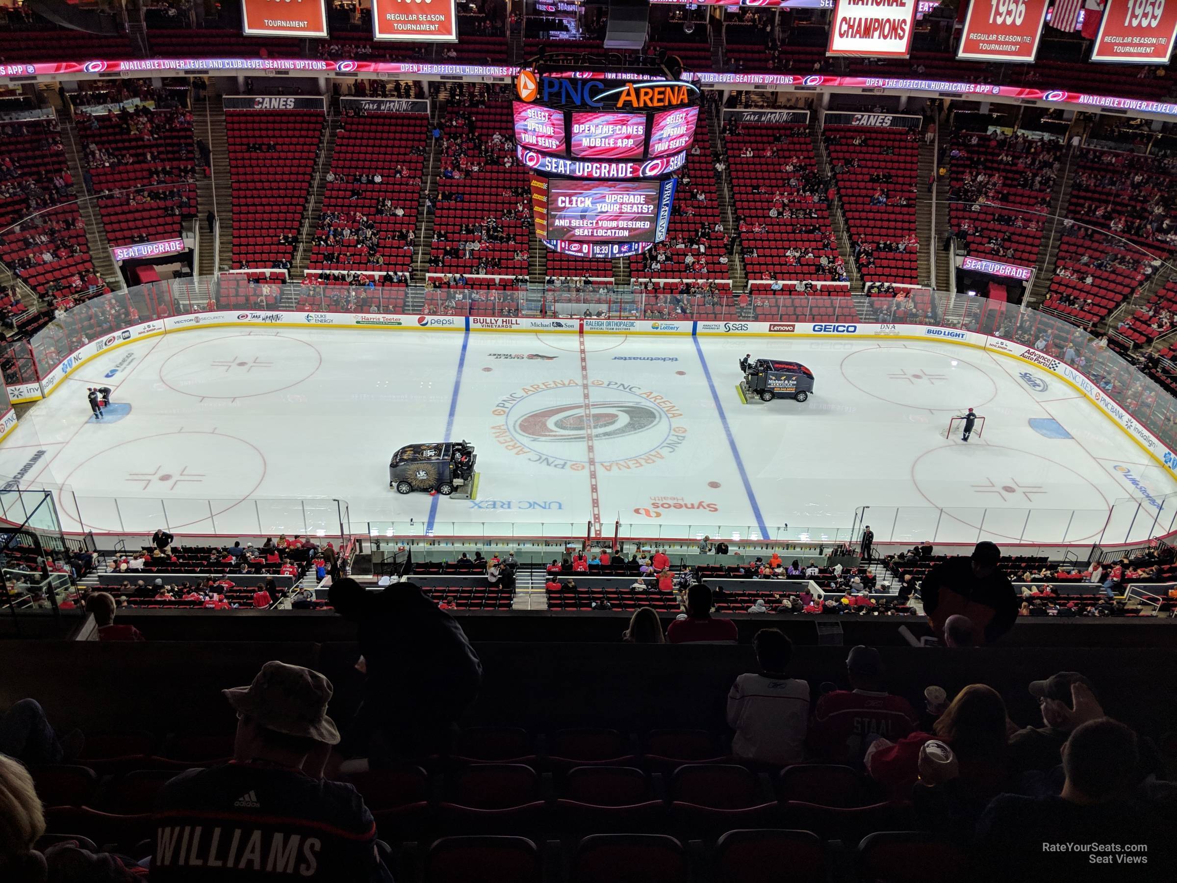 section 304, row h seat view  for hockey - pnc arena