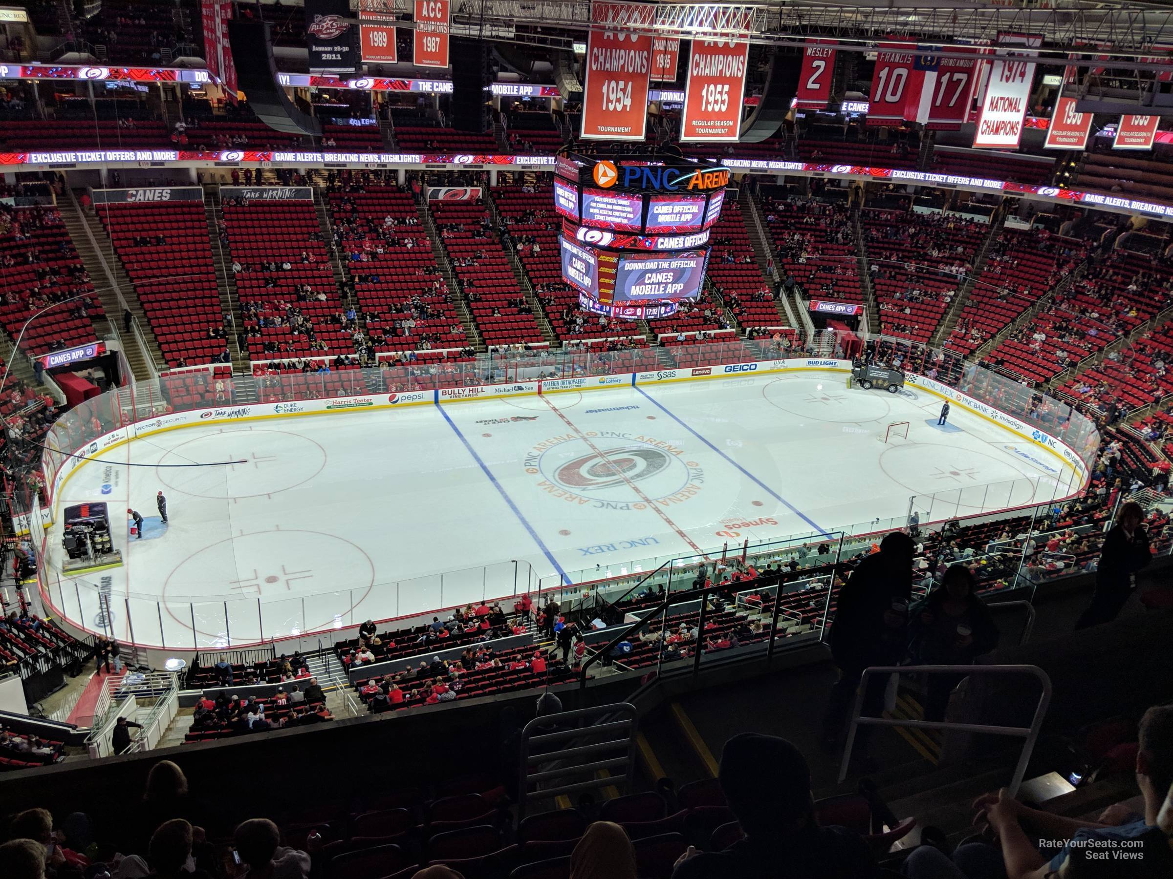 section 306, row h seat view  for hockey - pnc arena