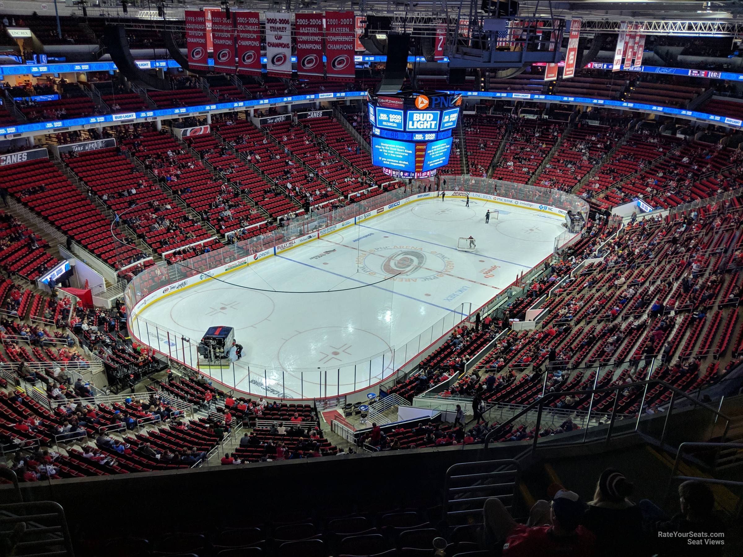 section 310, row h seat view  for hockey - pnc arena