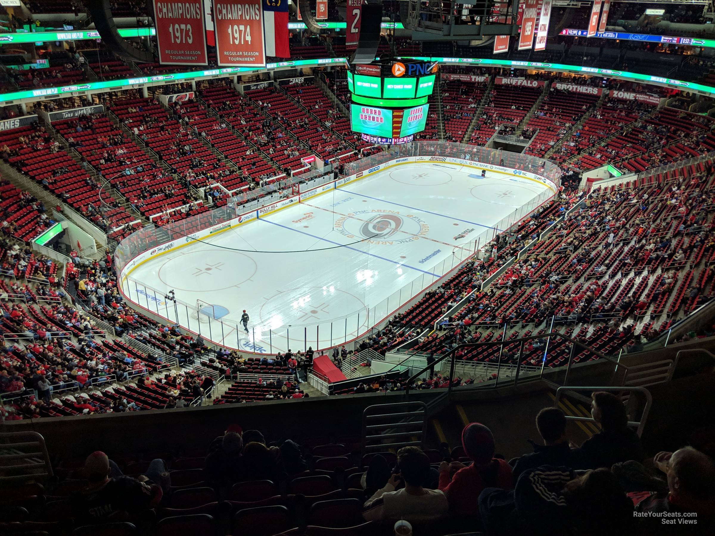 section 330, row h seat view  for hockey - pnc arena