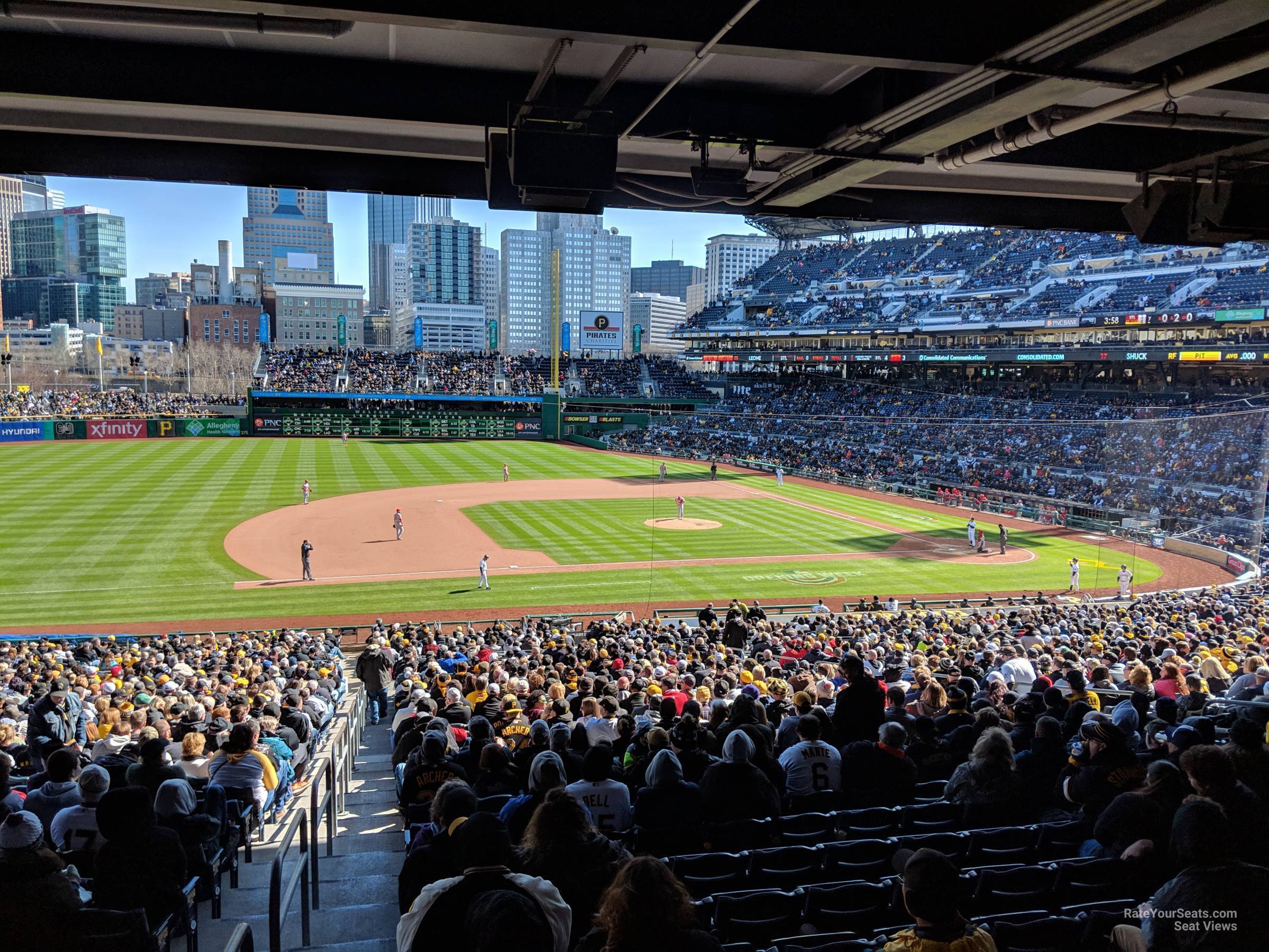 section 124, row hh seat view for baseball - pnc park
