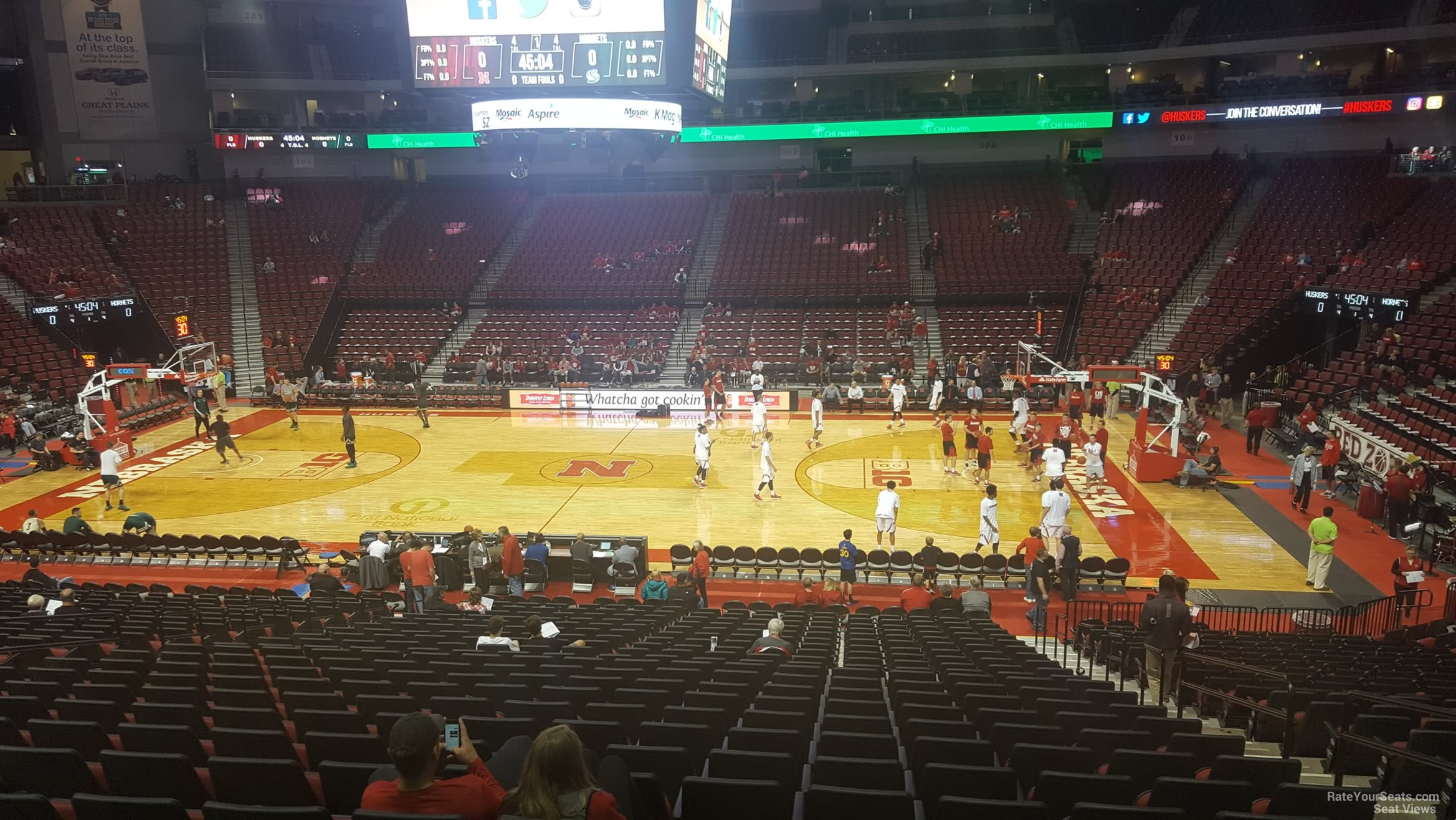 section 106, row 24 seat view  for basketball - pinnacle bank arena