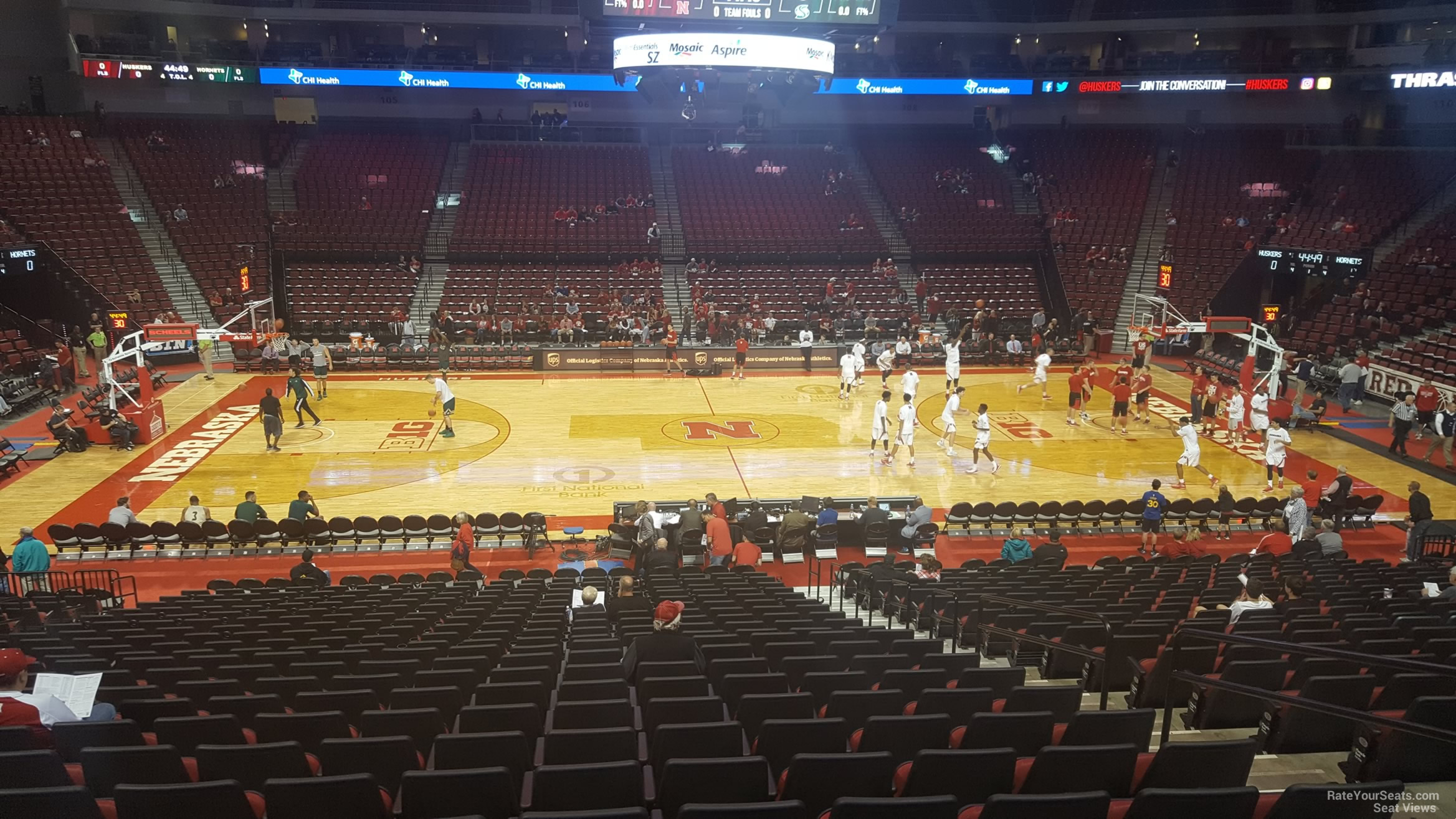 section 107, row 24 seat view  for basketball - pinnacle bank arena