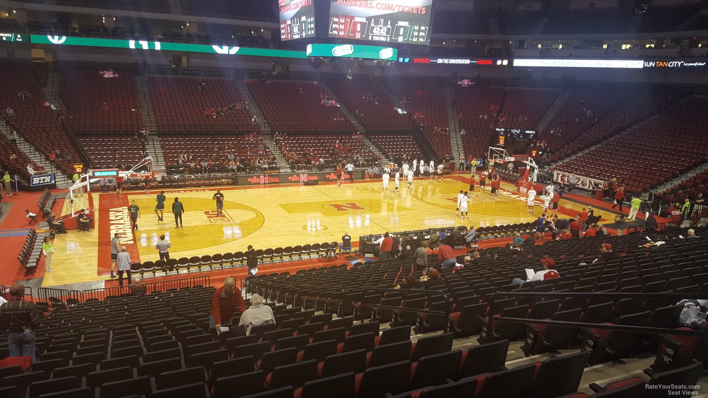 section 108, row 24 seat view  for basketball - pinnacle bank arena