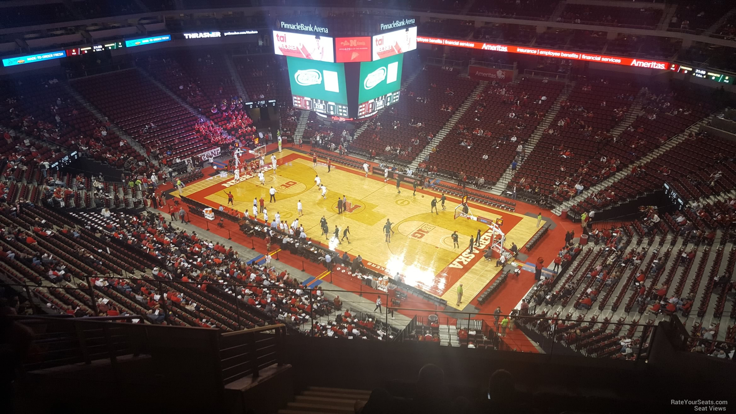 section 301, row 6 seat view  for basketball - pinnacle bank arena