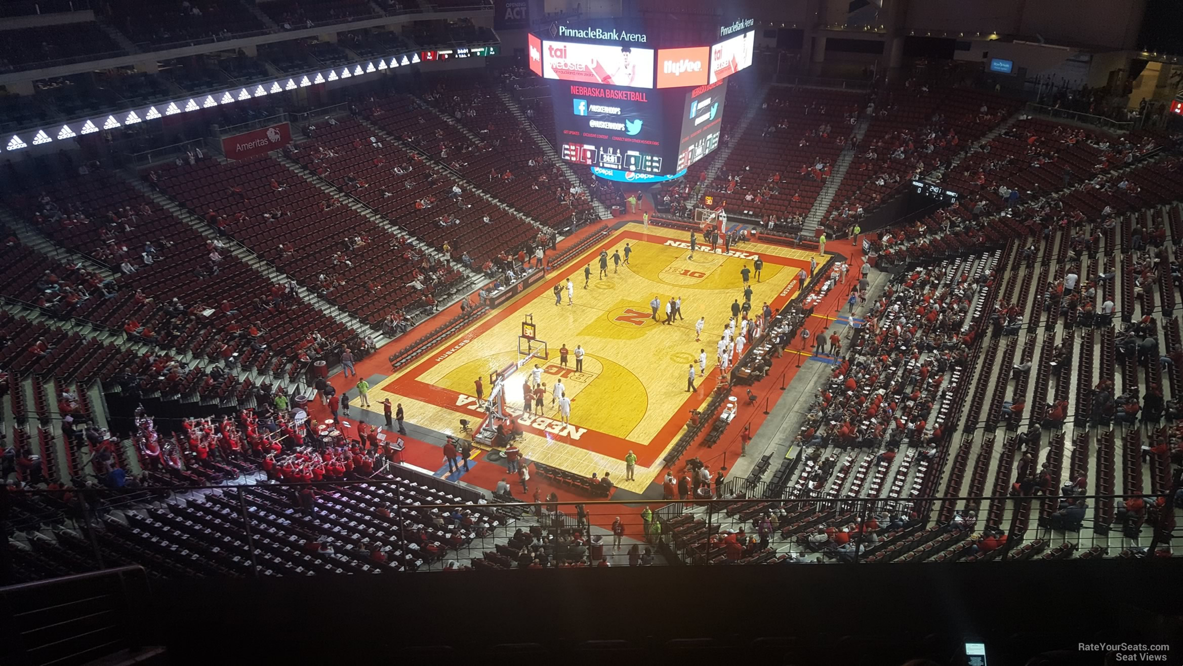 section 309, row 6 seat view  for basketball - pinnacle bank arena