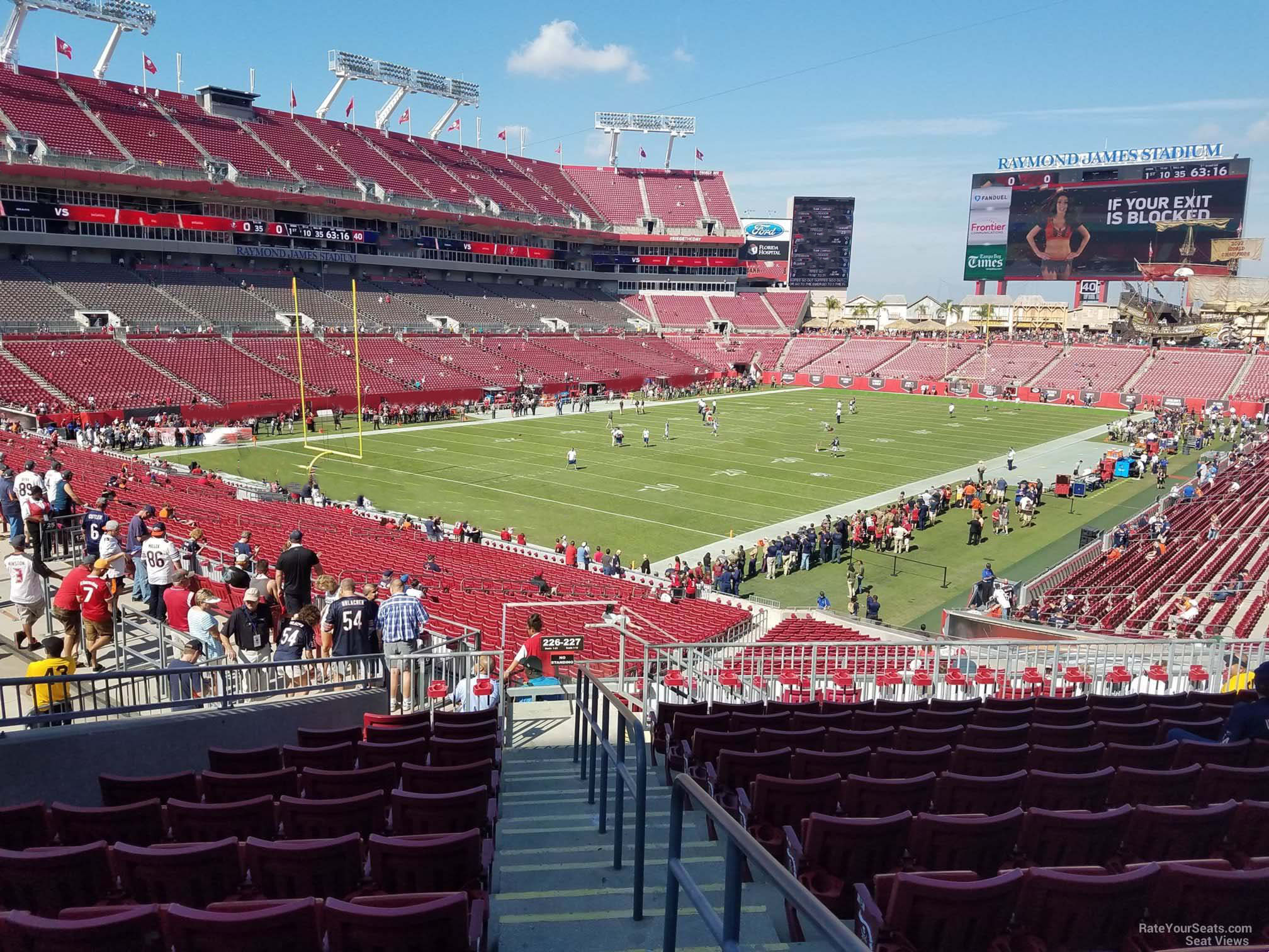 section 227, row l seat view  for football - raymond james stadium