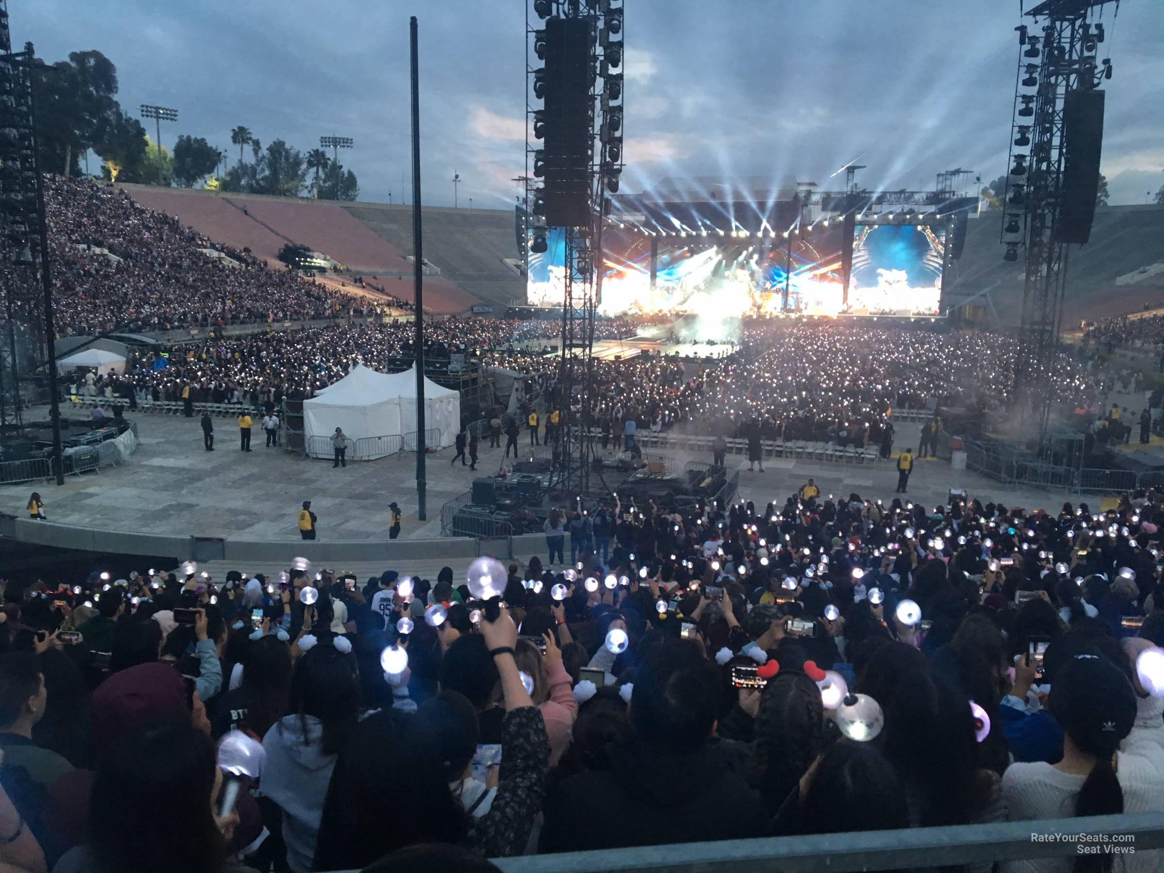 head-on concert view at Rose Bowl Stadium