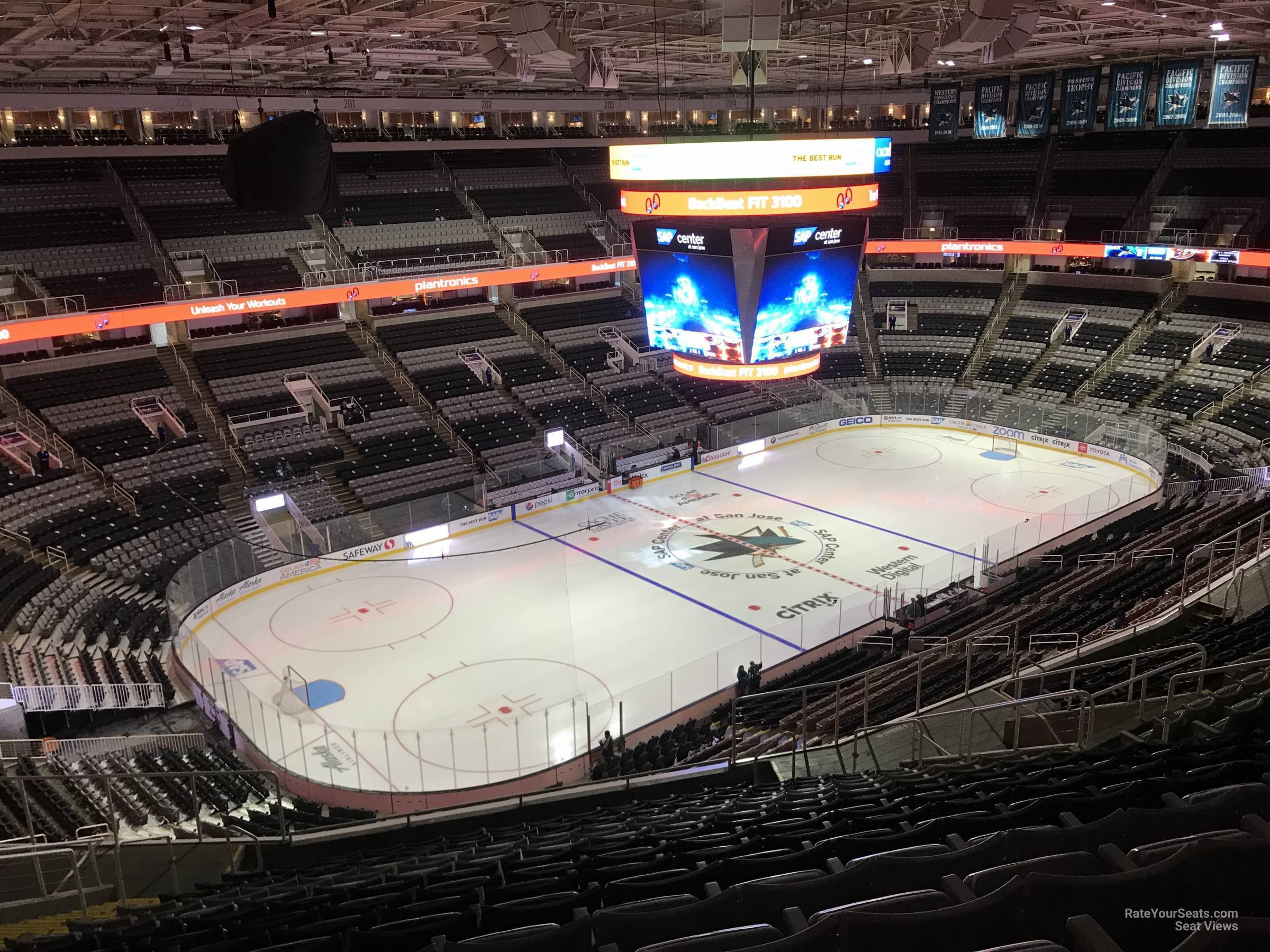 section 218, row 20 seat view  for hockey - sap center