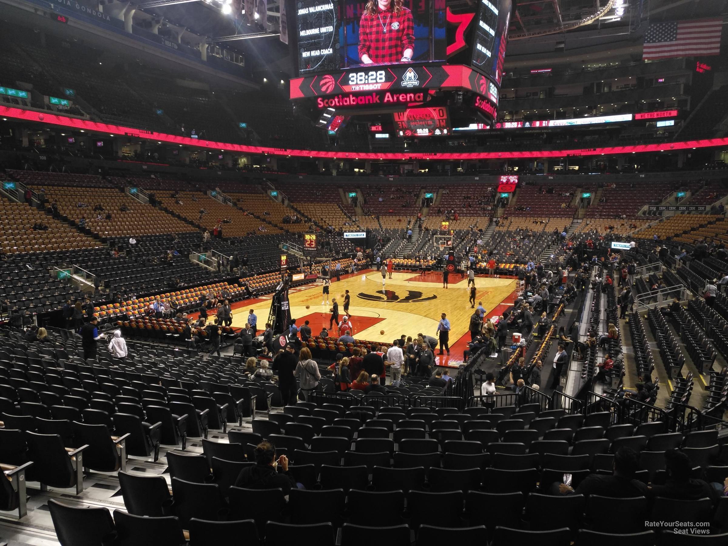 section 101, row 28 seat view  for basketball - scotiabank arena