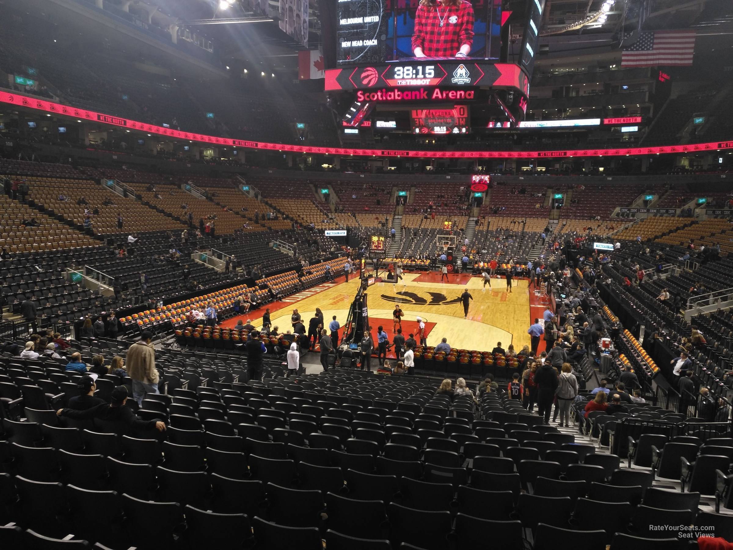 section 102, row 28 seat view  for basketball - scotiabank arena