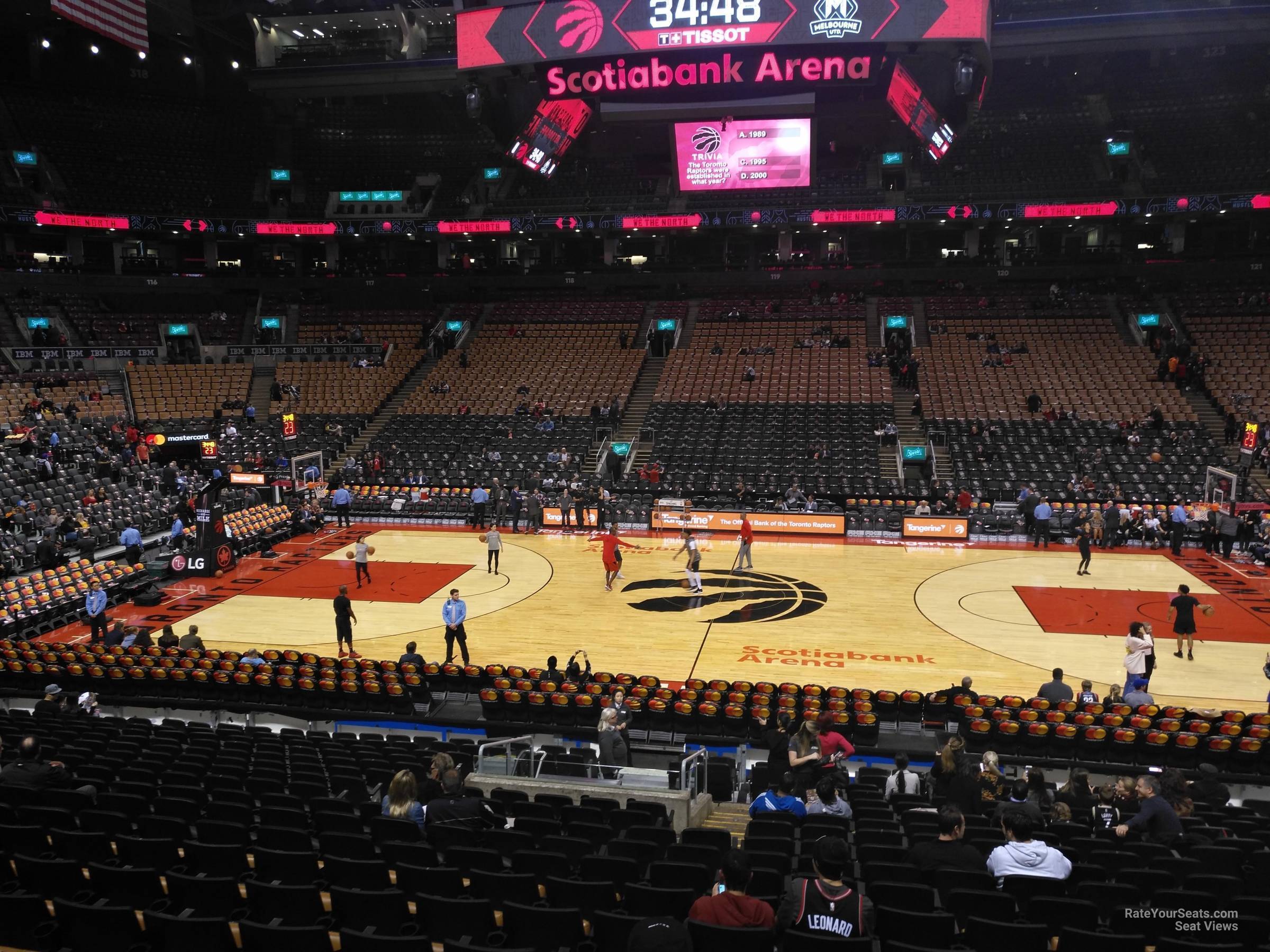 section 108, row 28 seat view  for basketball - scotiabank arena