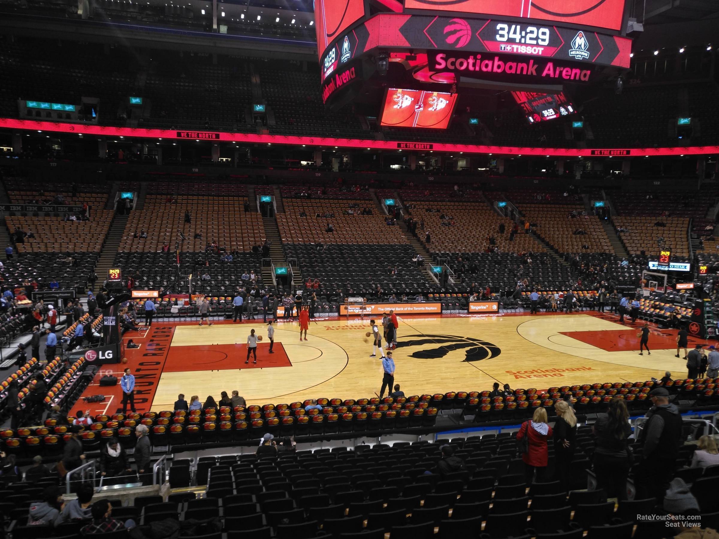 section 109, row 28 seat view  for basketball - scotiabank arena
