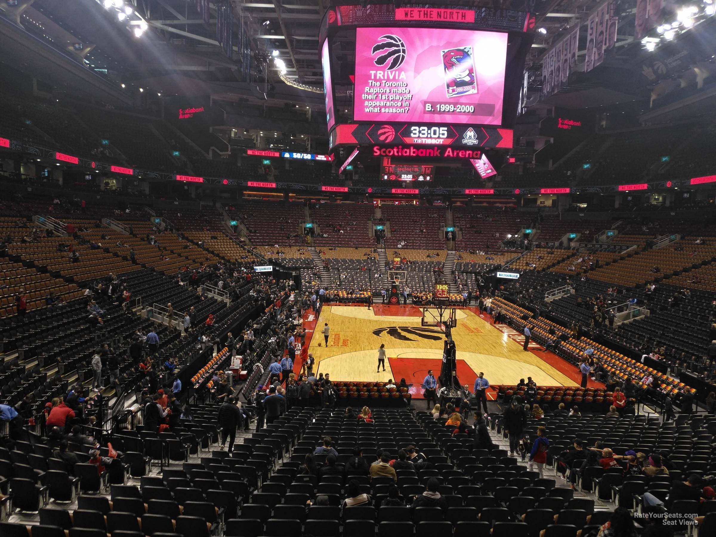 section 114, row 28 seat view  for basketball - scotiabank arena