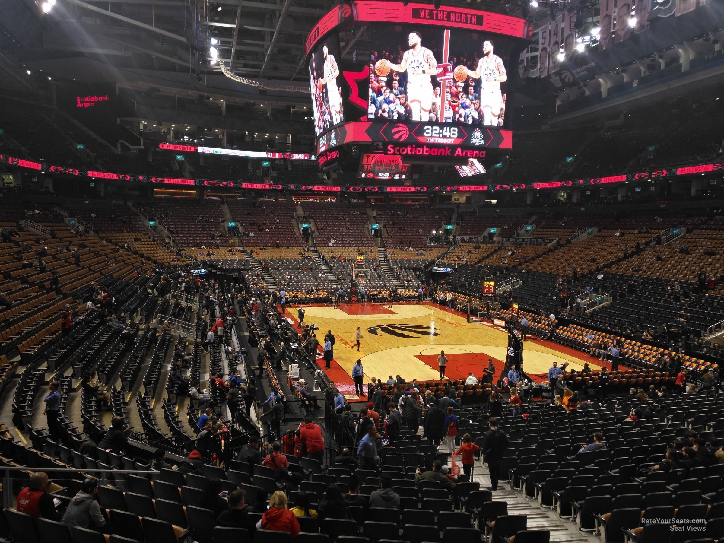 section 115, row 28 seat view  for basketball - scotiabank arena