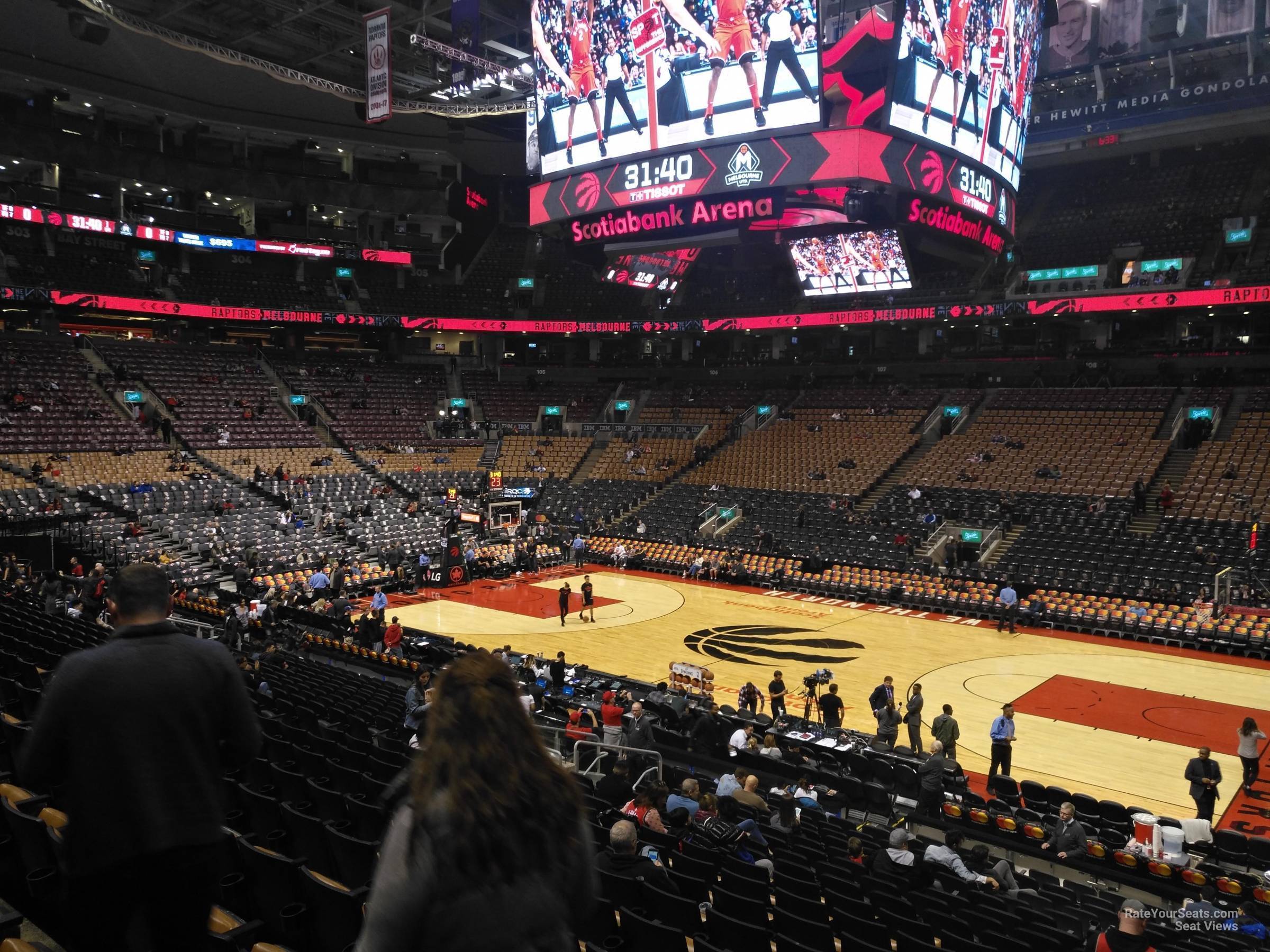 section 117, row 28 seat view  for basketball - scotiabank arena
