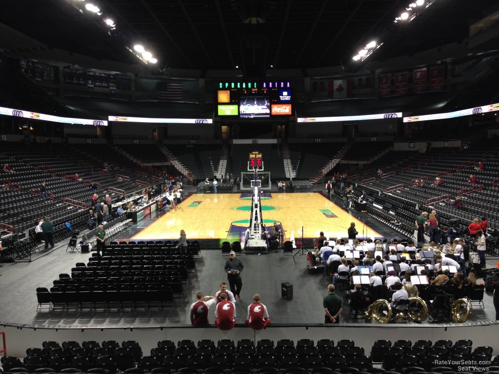 section 122, row p seat view  for basketball - spokane arena