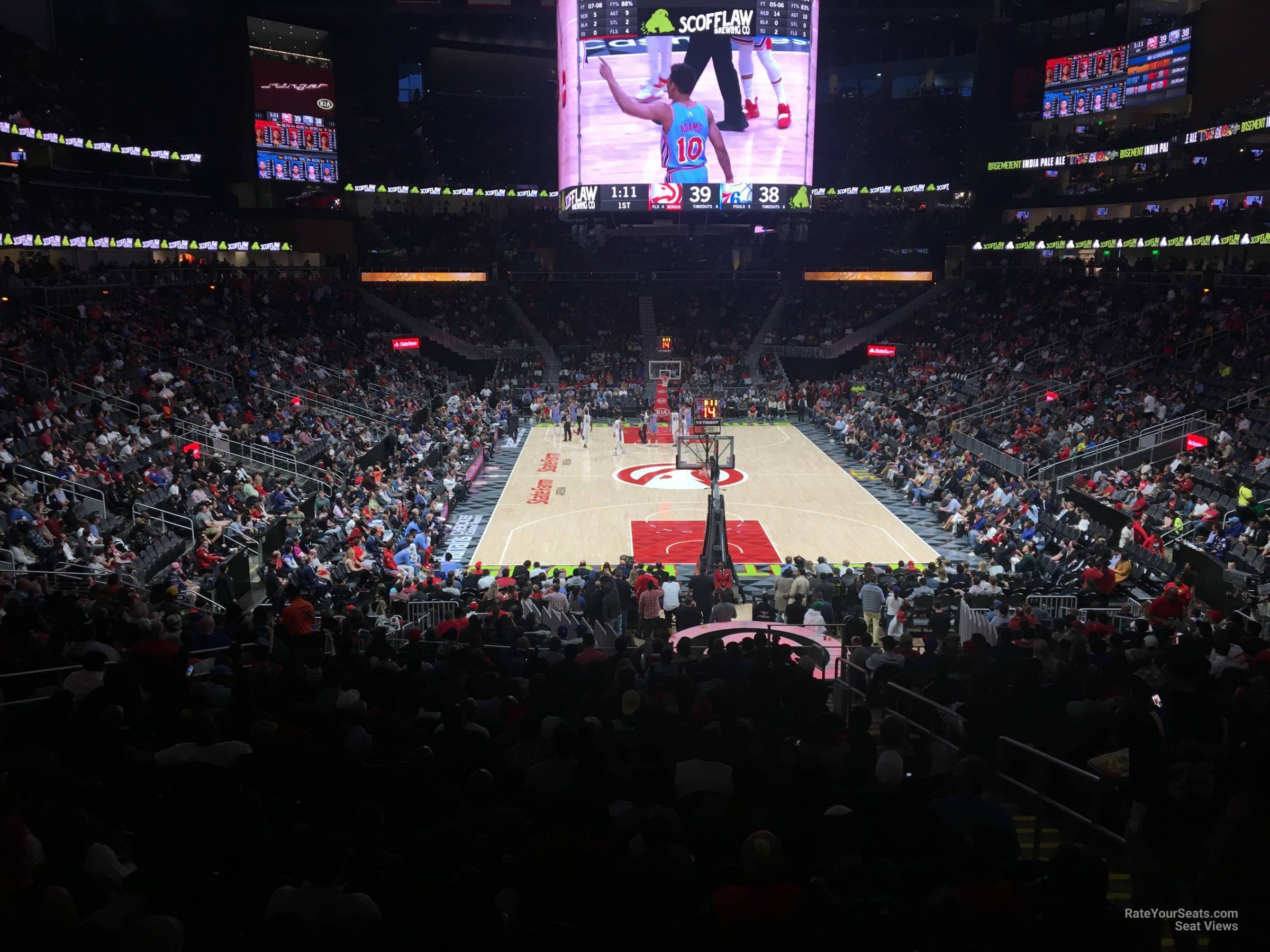 section 114, row u seat view  for basketball - state farm arena