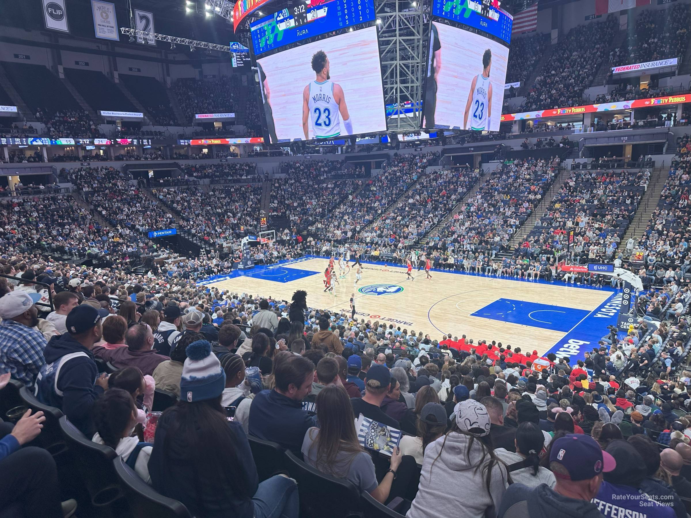 section 129, row u seat view  for basketball - target center
