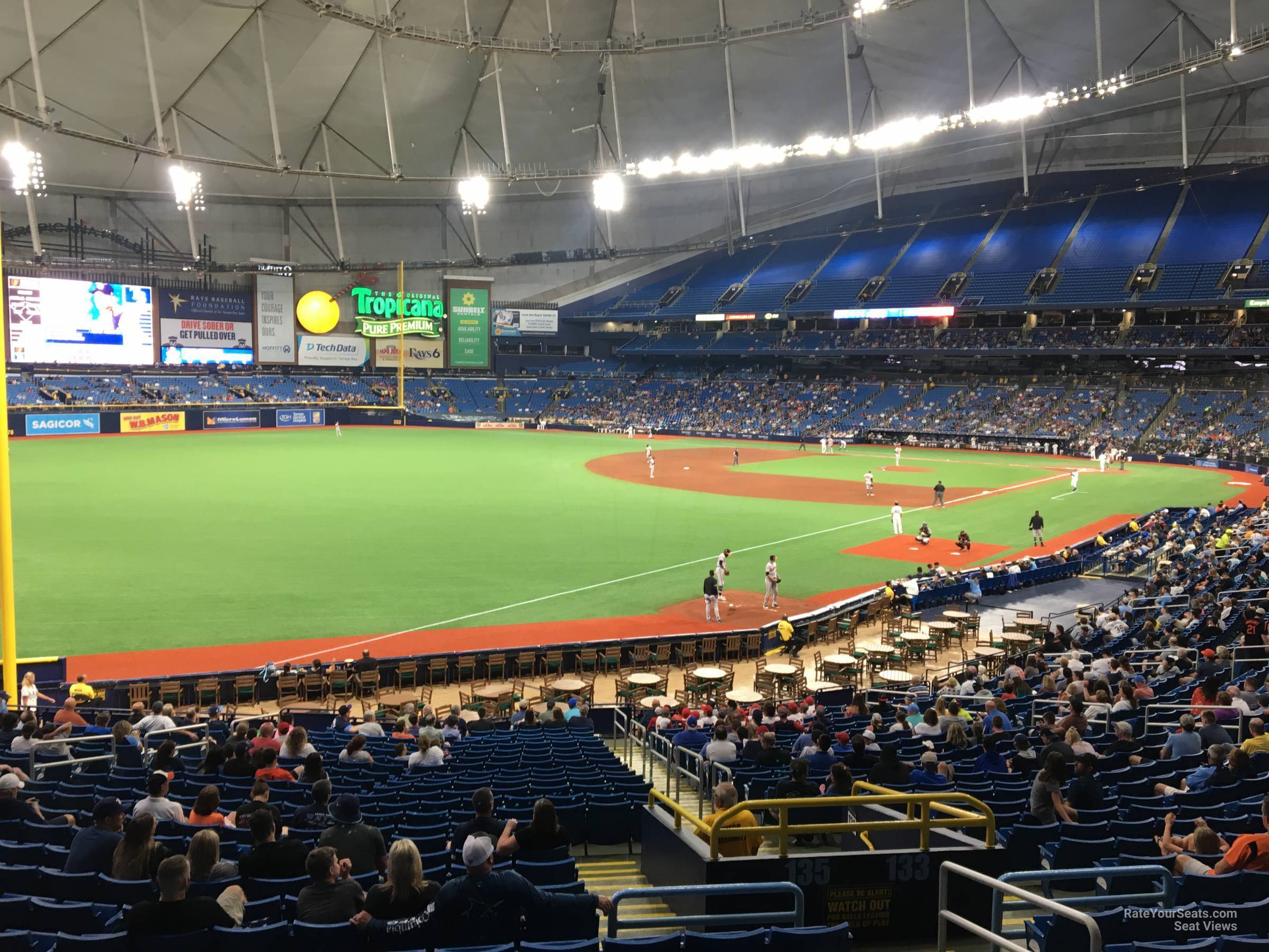 section 135, row jj seat view  for baseball - tropicana field