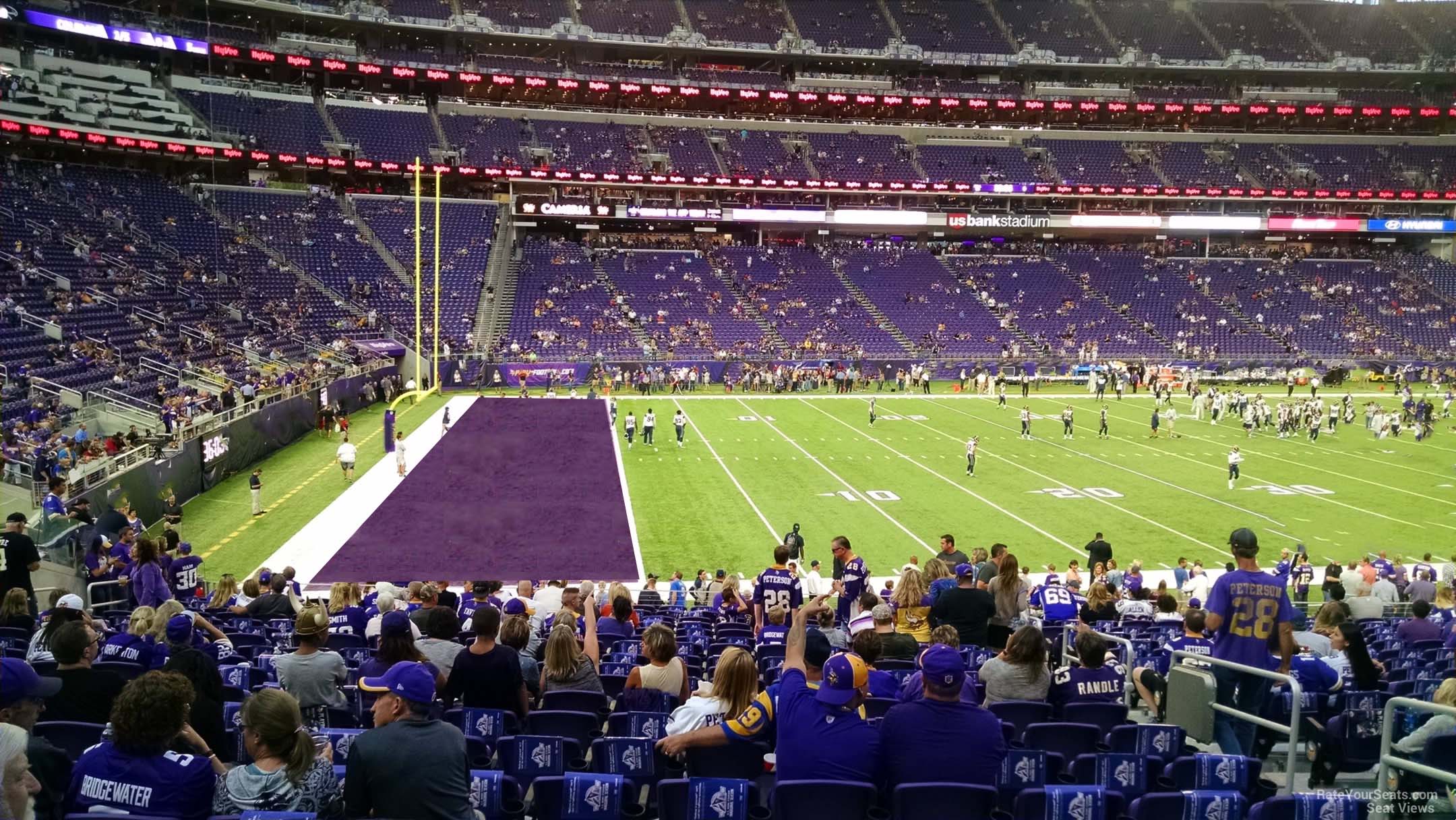 section 134, row 20 seat view  for football - u.s. bank stadium