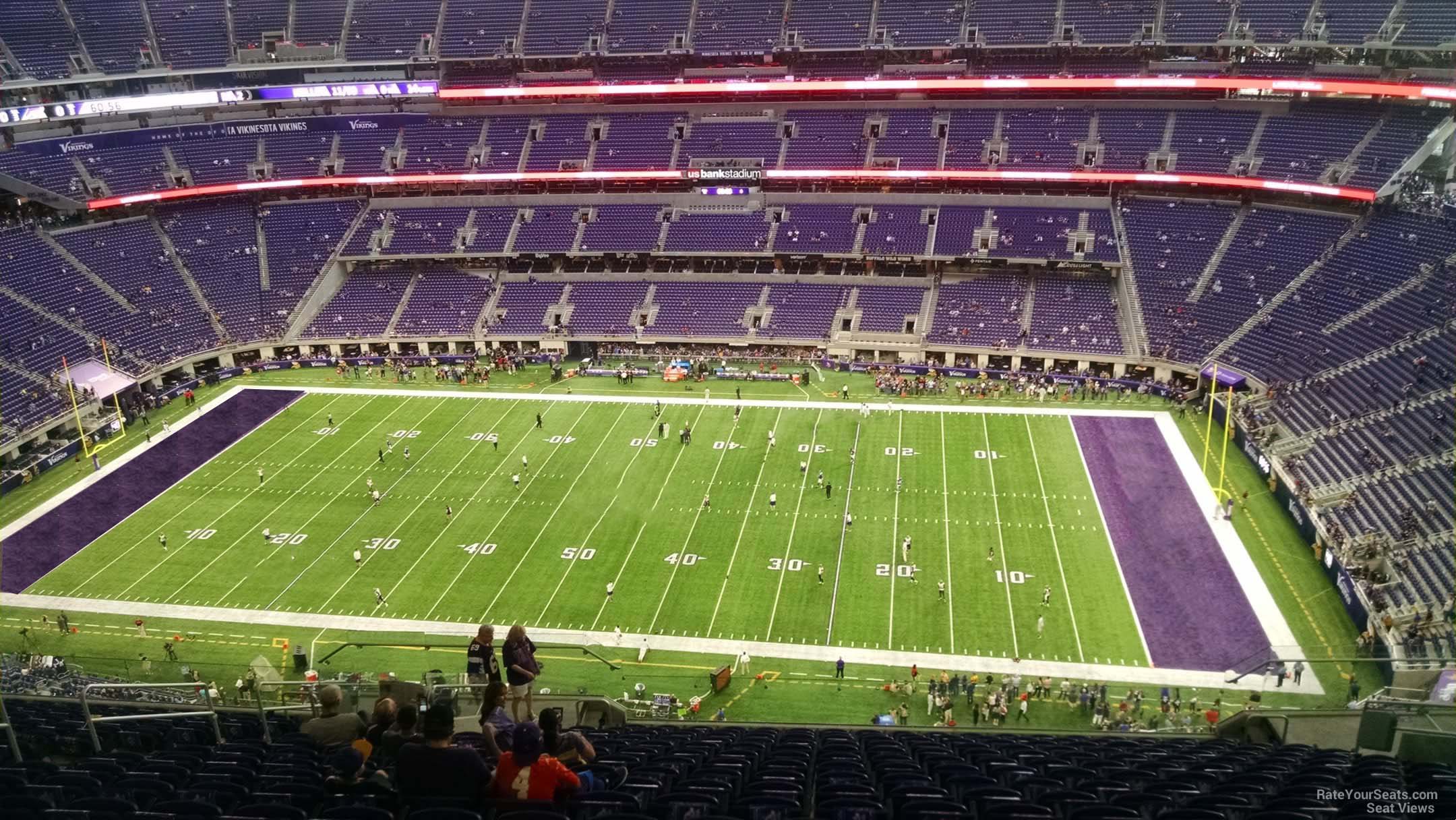 section 310, row 15 seat view  for football - u.s. bank stadium