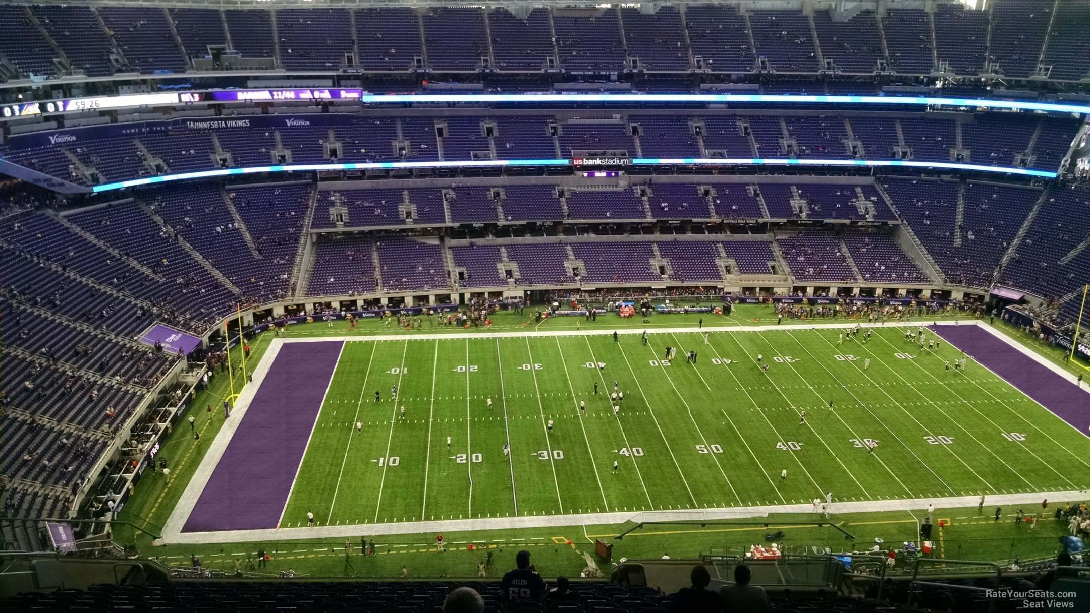 section 314, row 15 seat view  for football - u.s. bank stadium