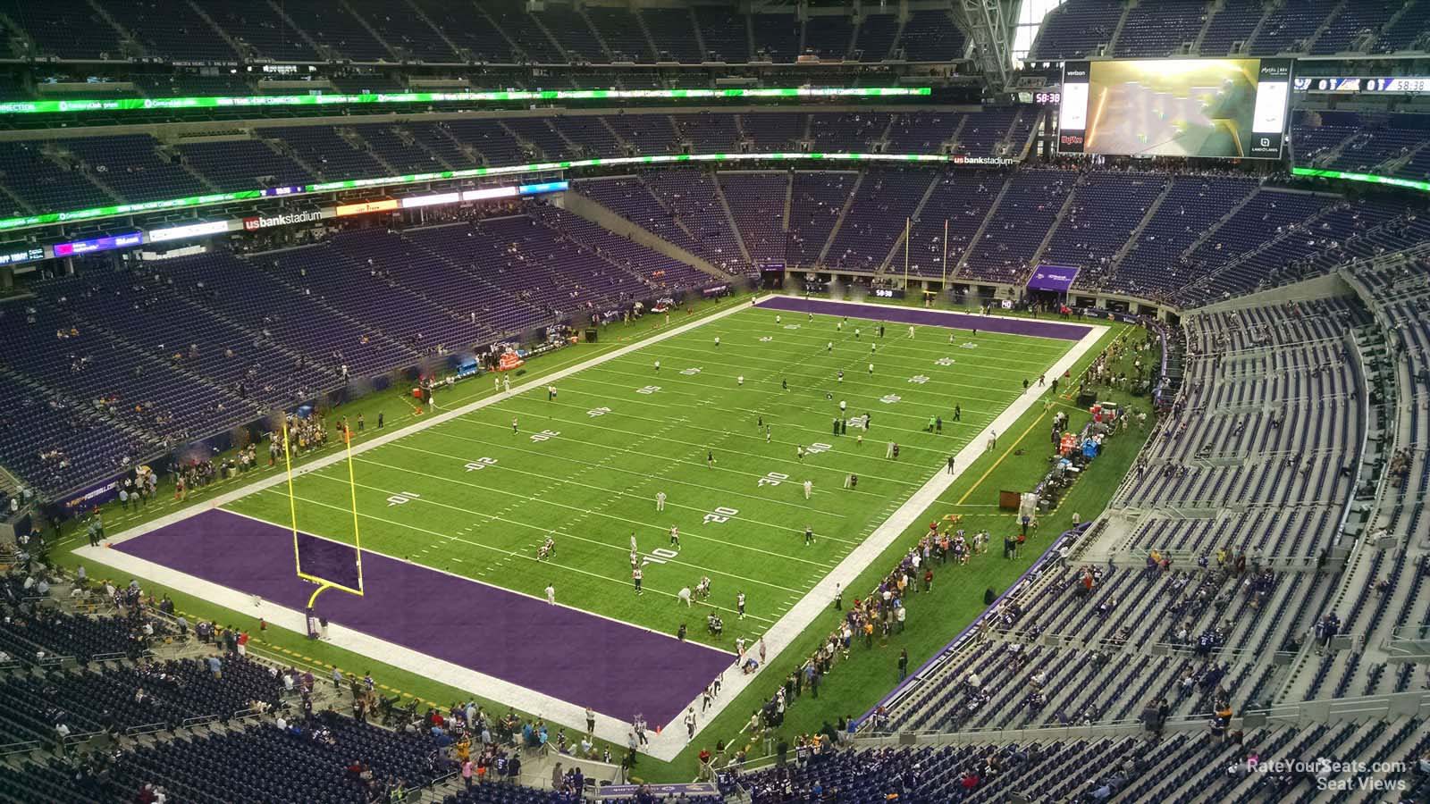 section 350, row b seat view  for football - u.s. bank stadium