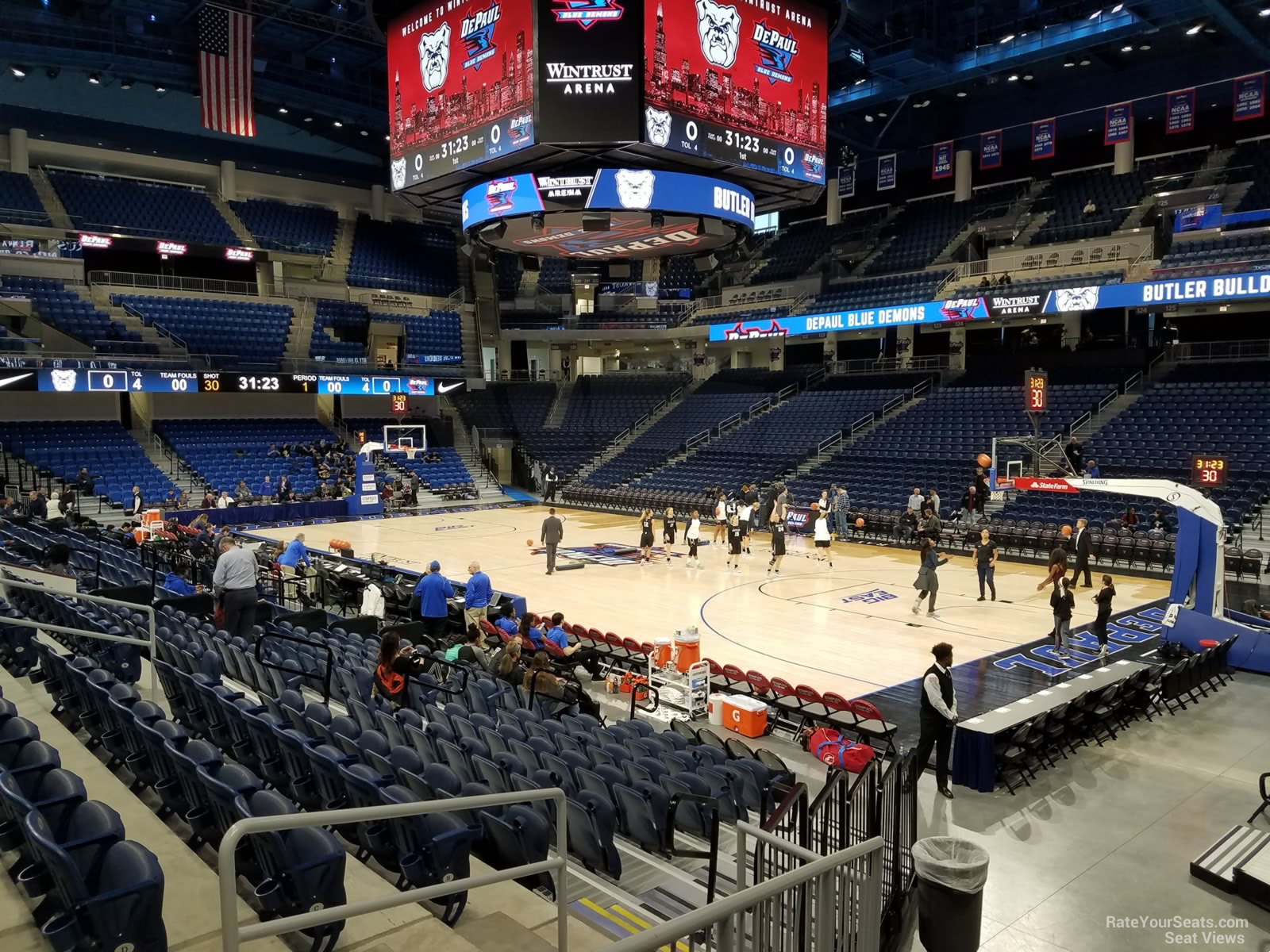 section 105, row g seat view  for basketball - wintrust arena