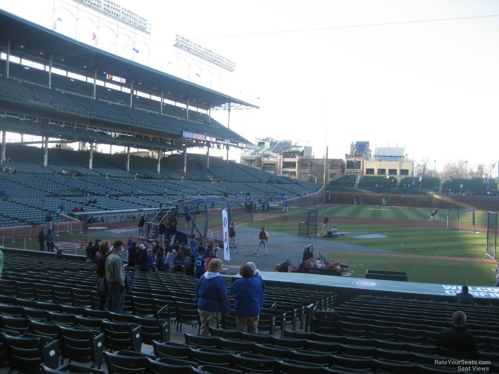 File:Dusk falls over Wrigley Field. (30343258100) (Visitors dugout