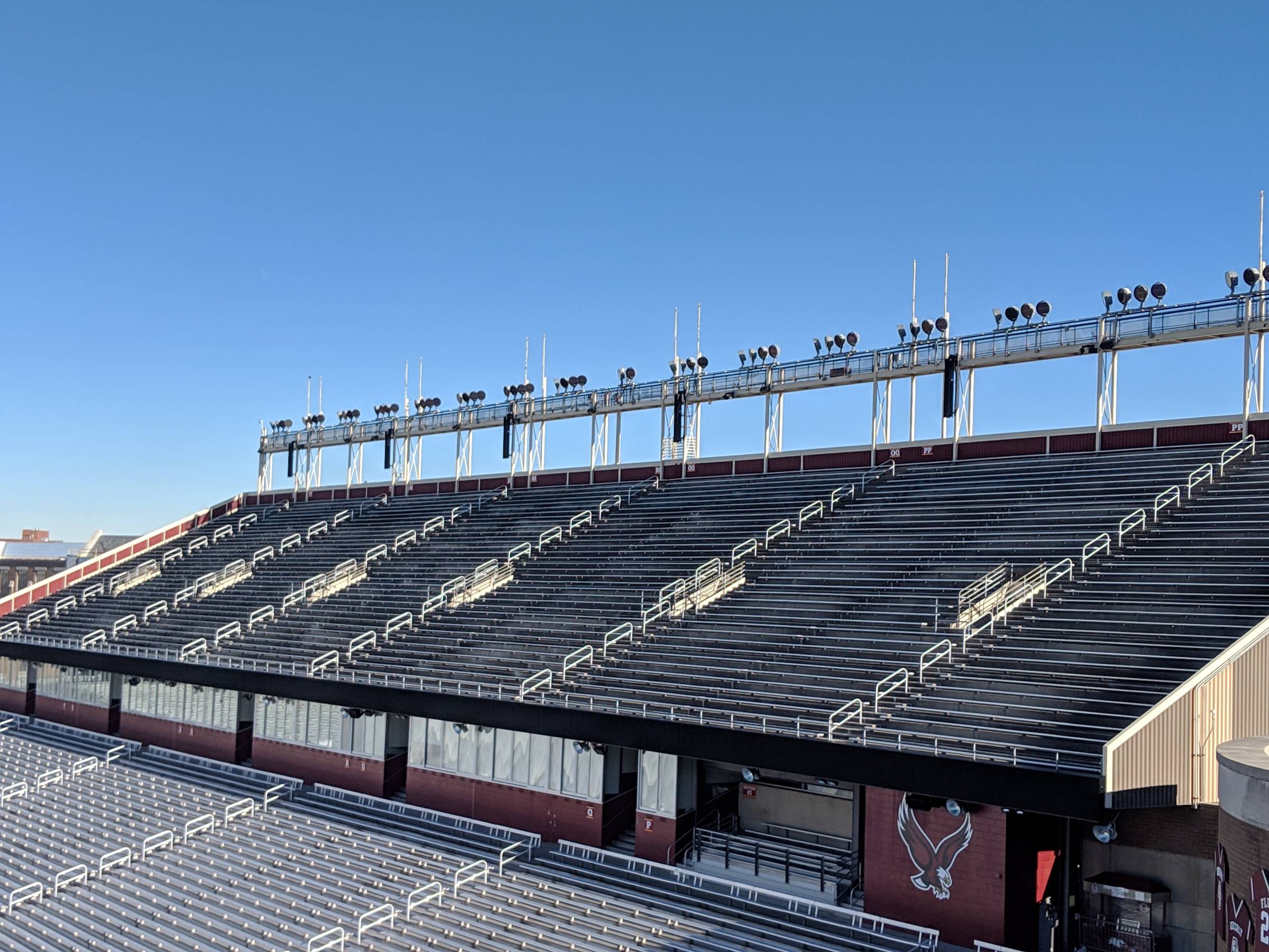 upper level seating on the east side of alumni stadium at boston college