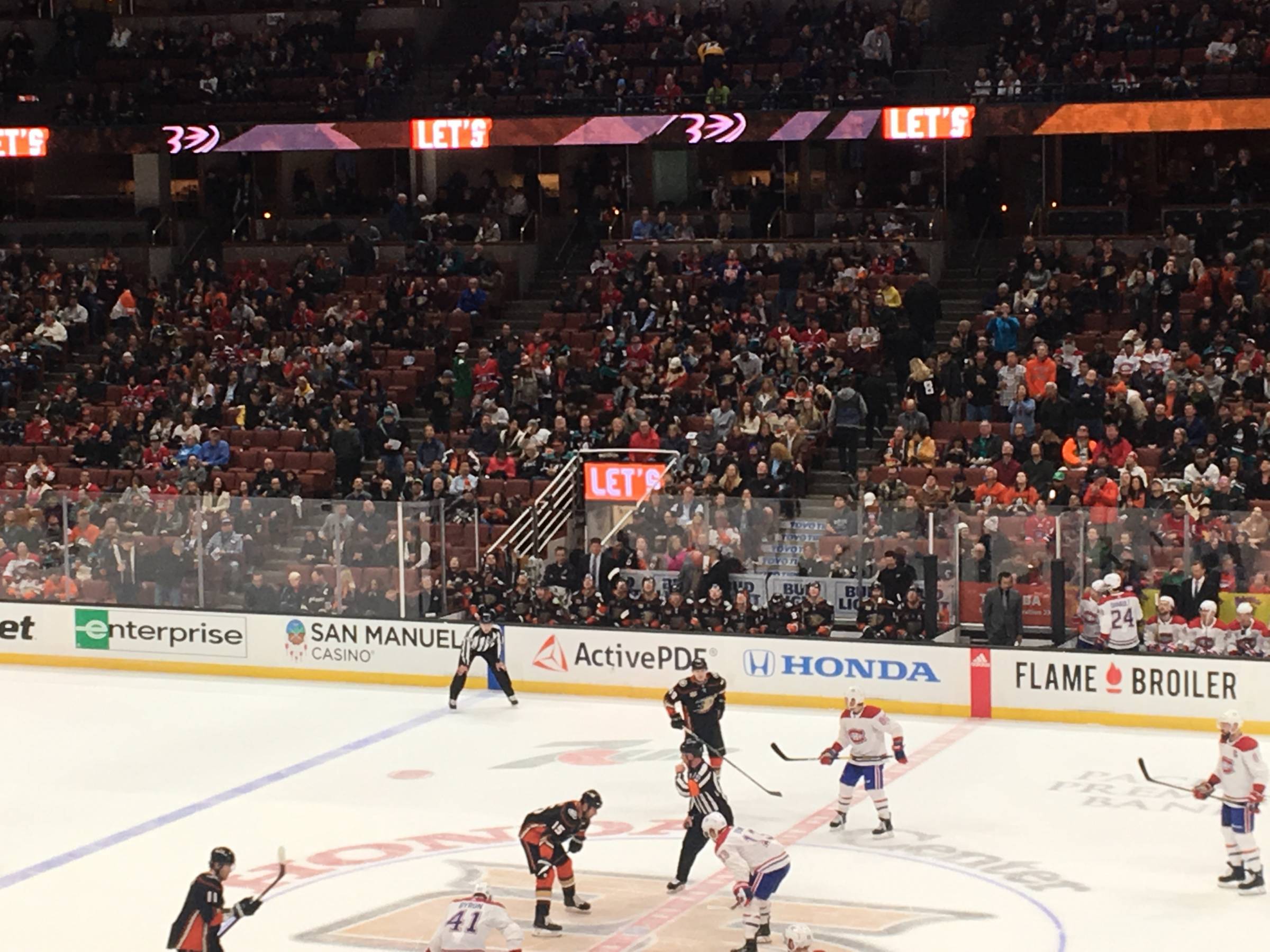 View from across the home bench at Honda Center