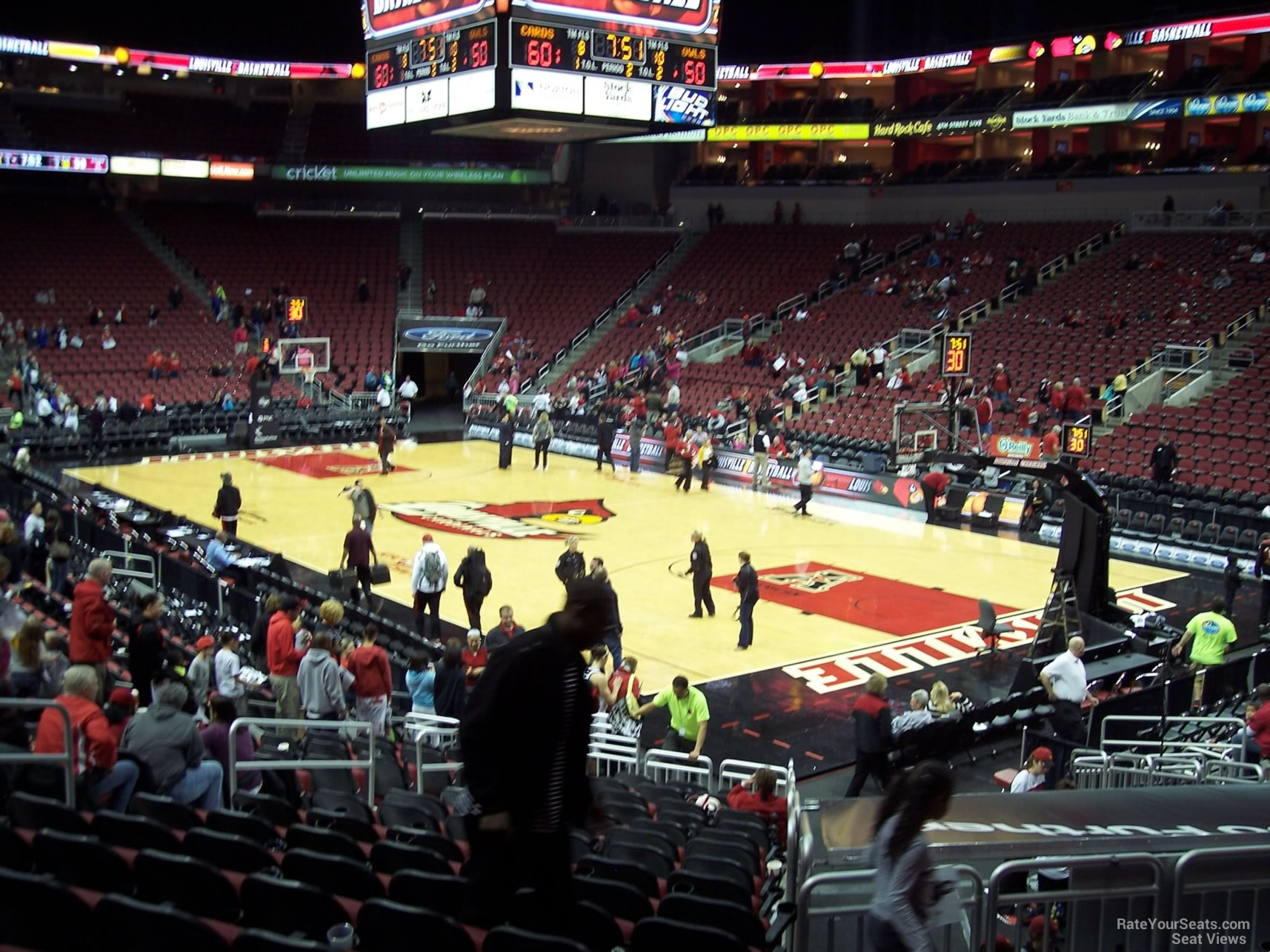 section 103, row v seat view  for basketball - kfc yum! center