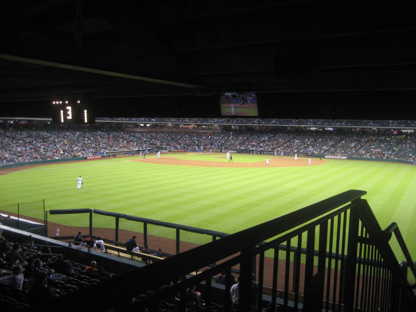 A view of Minute Maid Park from the shallow left field upper deck