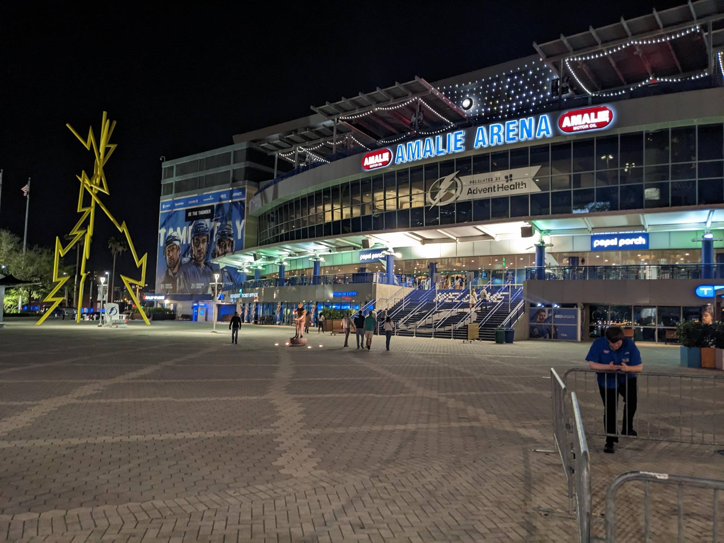 Amalie Arena's fixed stadium seating manufactured by Irwin Seating